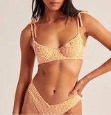 Abercrombie and Fitch orange gingham curve love seersucker tie bikini top Photo 0