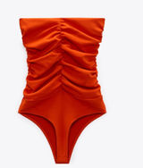 ZARA Ruched Side Body Suit Photo 0