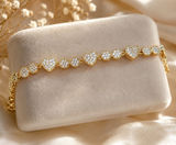 Gold Heart and Round Pavé Bracelet - Sparkling Gold Women’s Bracelet Photo 0