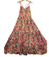 ASTR The Label Taupe Pink Floral Metallic Tiered Maxi Dress Small ACDR100834B Photo 0