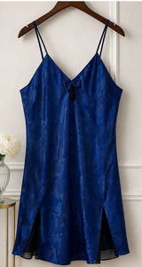 Victorias Secret Lingerie Size M Blue Satin Slip Dress Mini Chemise Sexy Vintage Photo 0