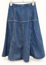 Madewell McKinney Wash Denim Midi Skirt Paneled Drop Waist A-Line NX936 Size 25 Photo 0