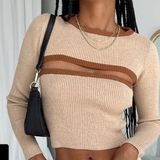 Princess Polly light pink beige brown shrug style knit bolero tube top Photo 0