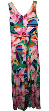 Pappagallo Floral Maxi Dress Sleeveless V Neck Empire Waist S‎ Photo 0