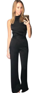 USA Made MISA Black‎ Satin Special Occasion Backless Jumpsuit Wide Leg Sandra Photo 0