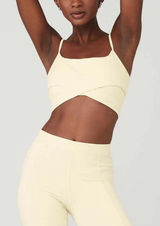 NWOT Alo Yoga Airbrush Enso Bra French Vanilla‎ Size Large *Discontinued Color* Photo 0