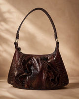 Vintage Genna De Rossi Faux-Croc Ruffle Shoulder Bag Photo 0