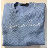 Pennant Sportswear Blue Ribbed Long Sleeve Top Paradise‎ Graphic Women's Small Photo 0