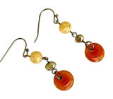 Orange and yellow beaded drop earrings Photo 0