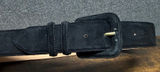Black Suede Leather Belt‎ Small Covered Buckle Vintage Style Y2K Boho Photo 0