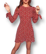 Reformation Lucita Red Floral Wrap Mini Dress Long Sleeve Autumn Wedding Gues‎ Photo 0