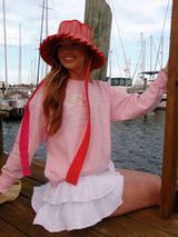 American Flag Patchwork Sweatshirt Pink Photo 0