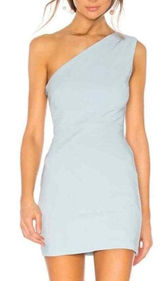 Michael Costello Blue One Shoulder Mini Dress SMALL Bodycon Cocktail $188 NEW Photo 0