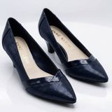 Anne Klein Womens 9.5M AK7MAUREEN Navy Blue Pointed Toe Kitten Heels Patent Photo 0
