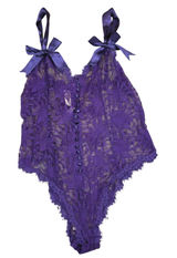 Vintage Victorias Secret Gold Label Purple Floral Lace Bodysuit Bows Size Large‎ Photo 0