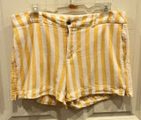 Old Navy Everyday Short Womens 10 Yellow White Striped Linen Blend 3" Coastal Photo 0