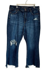American Eagle 90s Flare Jeans 16 Short Comfort Stretch Waist Distressed‎ Hem Photo 0