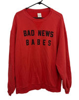 People of Leisure Sweatshirt Womens Small Red Bad News Babes Graphic Crew Neck Photo 0