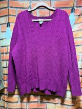 Kim Rogers fushia pink cable knit 3x plus size long sleeve sweater Photo 0