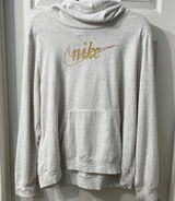 Nike Gold Script Logo Hoodie – Size XL – Oatmeal Heather Photo 0