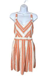 Jealous Tomato Women's Orange & White Halter Neck Sleeveless MIDI Dress Size L Photo 0