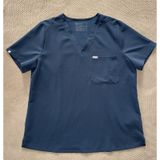 FIGS Women's Technical Collection Scrub Top Teal Short Sleeve Button Up Sz XL Photo 0