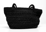 The Sak Black Crochet Shoulder Bag Woven Knit Tote Zip Top Boho Purse 90's Y2K Photo 0