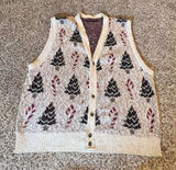 Roundtree & Yorke Vintage Christmas Tree Candy Cane Knit Cardigan Vest Mens L‎ Photo 0