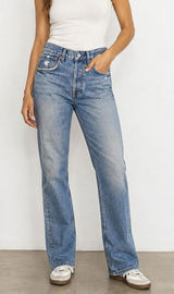 Zara Light Wash Distressed Denim Button Fly Mid-Rise Straight Leg Jeans Size 30 Photo 0