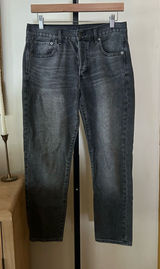American‎ Eagle Hi-Rise Girlfriend Jeans Button Fly Charcoal Black Size 4 Short Photo 0