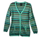 Oakley Y2K Stripe Cardigan Aqua Gray‎ Indie Grunge Soft Girl Sweater Mallcore S Photo 0