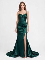 Windsor Emerald Green Satin Mermaid Formal Gown Dress XS Photo 0