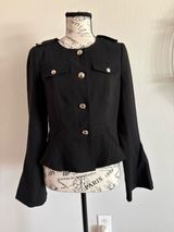 Women’s Black Peplum Military-Style Jacket Photo 0