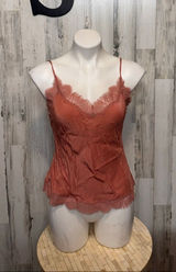 Victoria's Secret Rose Pink Cami Top Womens Size Small S Lace Trim Viscose Camis Photo 0