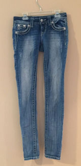 Miss Me bling stitched pocket skinny jeans Photo 0
