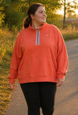 Nike Phoenix Fleece Therma-FIT Oversized Quarter Zip Sweatshirt Coral Orange 3X Photo 0
