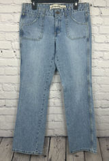 Gap Low Rise Boot Cut Denim Jeans Light Wash Size 8R Cotton Patch Pockets Photo 0
