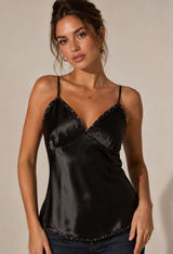 Y2K Xhilaration Black‎ Satin Lace Beaded Slip Babydoll Cami Fairy Coquette M Photo 0