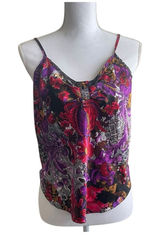 VTG California‎ Dynasty Womens Boho Whimsigoth Cami Tank M Purple Floral Paisley Photo 0