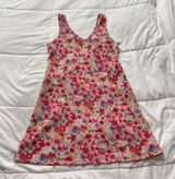 Vintage 90s Knapp Studio Mini Shift Dress Pink Floral Sleeveless V-Neck Whimsy Photo 0