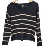 Bobeau Womens‎ Sweater Black Beige Stripe V Neck Long Sleeve Size S Photo 0