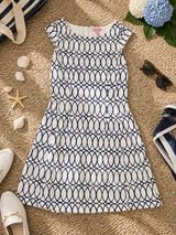 Lilly Pulitzer Briella Dress XS Fit & Flare Cream Blue Preppy Coastal Photo 0