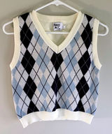 Princess Polly Navy Blue Crop Argyle‎ Sweater Vest Preppy Y2K Academia Women M/L Photo 0