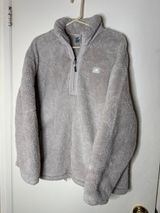 New Balance High Pile Sherpa Fleece Quarter Zip Pullover Gray Women's Size XL Photo 0