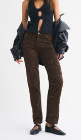 Abercrombie | Mid Rise 90s Straight Leopard Print Denim Jeans Photo 0