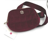 RARE Lululemon Everywhere Belt Bag Womens 1L Maroon Quilted Velour Gold Hardware Photo 0