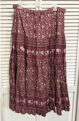 Only Necessities Floral Maxi Skirt Size M Elastic/Tie Waist Ruffle Crochet Hem Photo 0