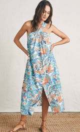 Faherty Paradise Blossom Floral Bay Twist Resort Tropical Beach Maxi Dress Photo 0