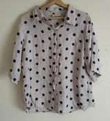 Puro Lino Italy 100% Linen Polka Dot Shirt Blouse Coastal Resort Matching Set Photo 0