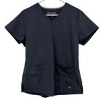 Greys Anatomy Scrub Top Womens Medium Grey V-Neck Back Barco Flaws Shown Photo 0